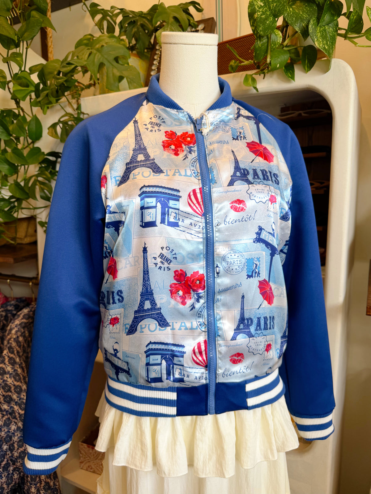 Handmade Paris Postcard Bomber Jacket