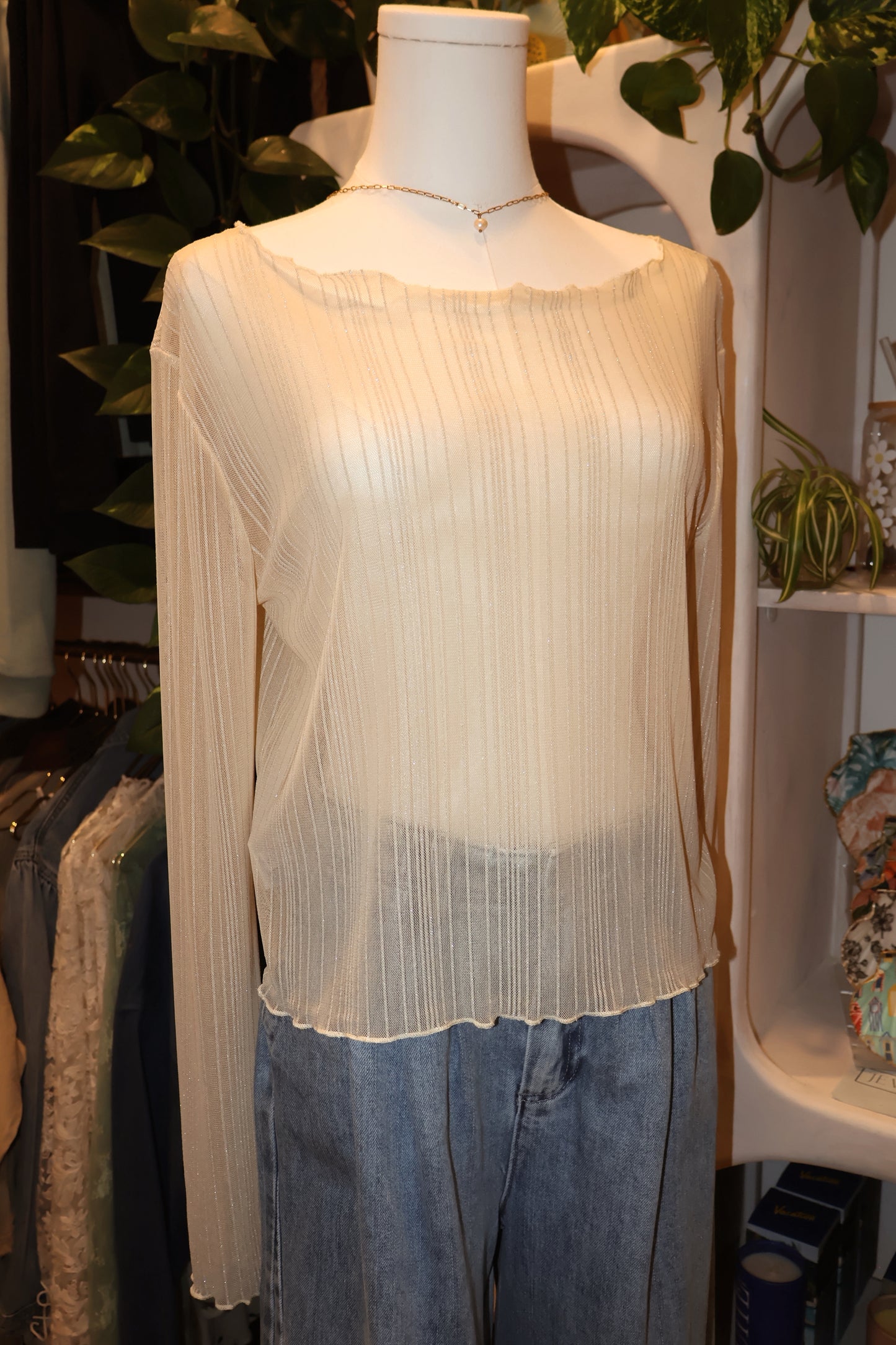 Sparkling Mesh Long Sleeve