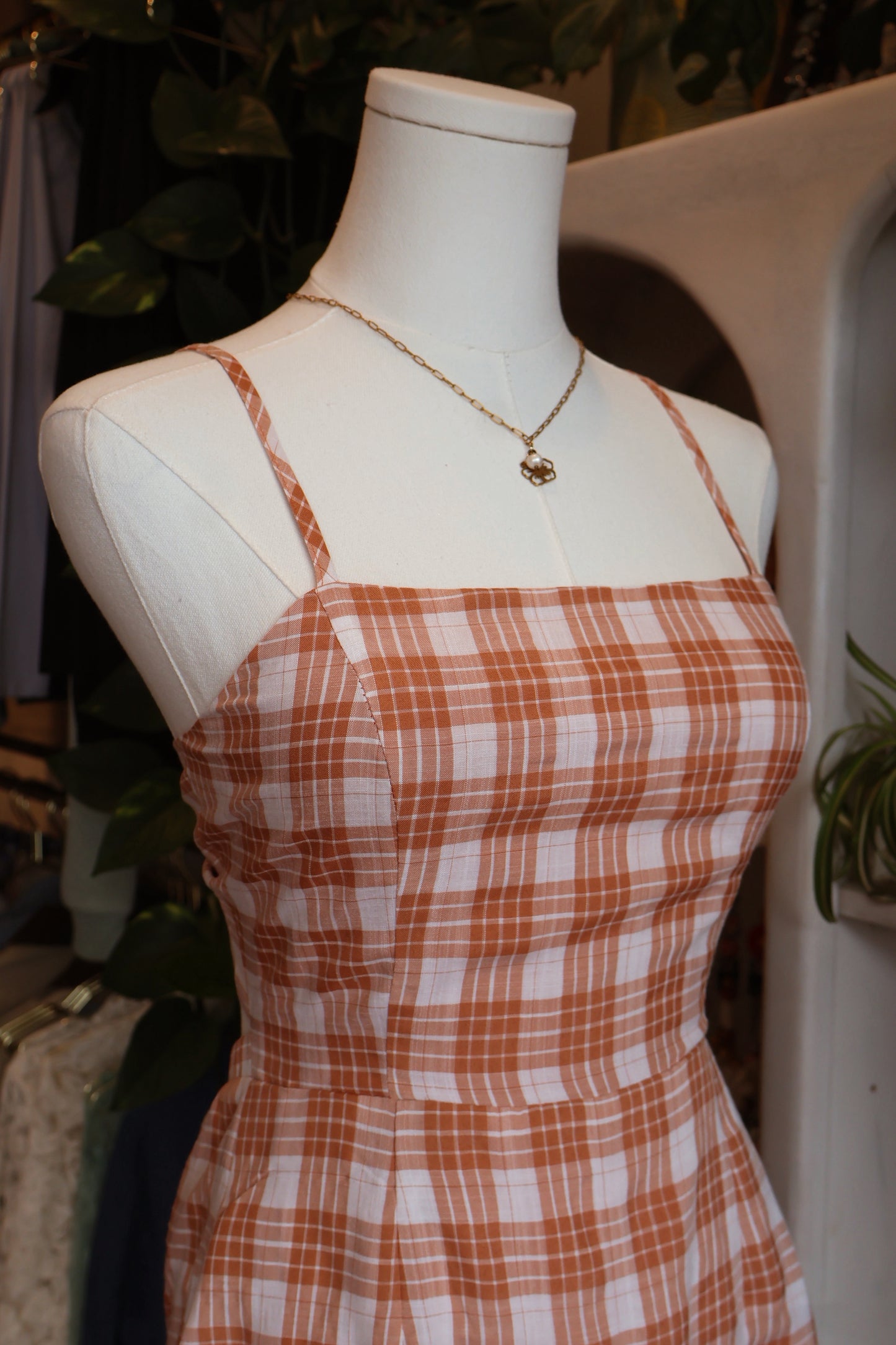 Orange Plaid Tie Dress