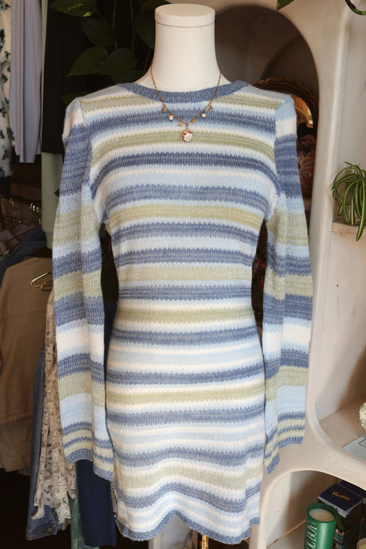 Blue Stripped Beach Sweater Dress