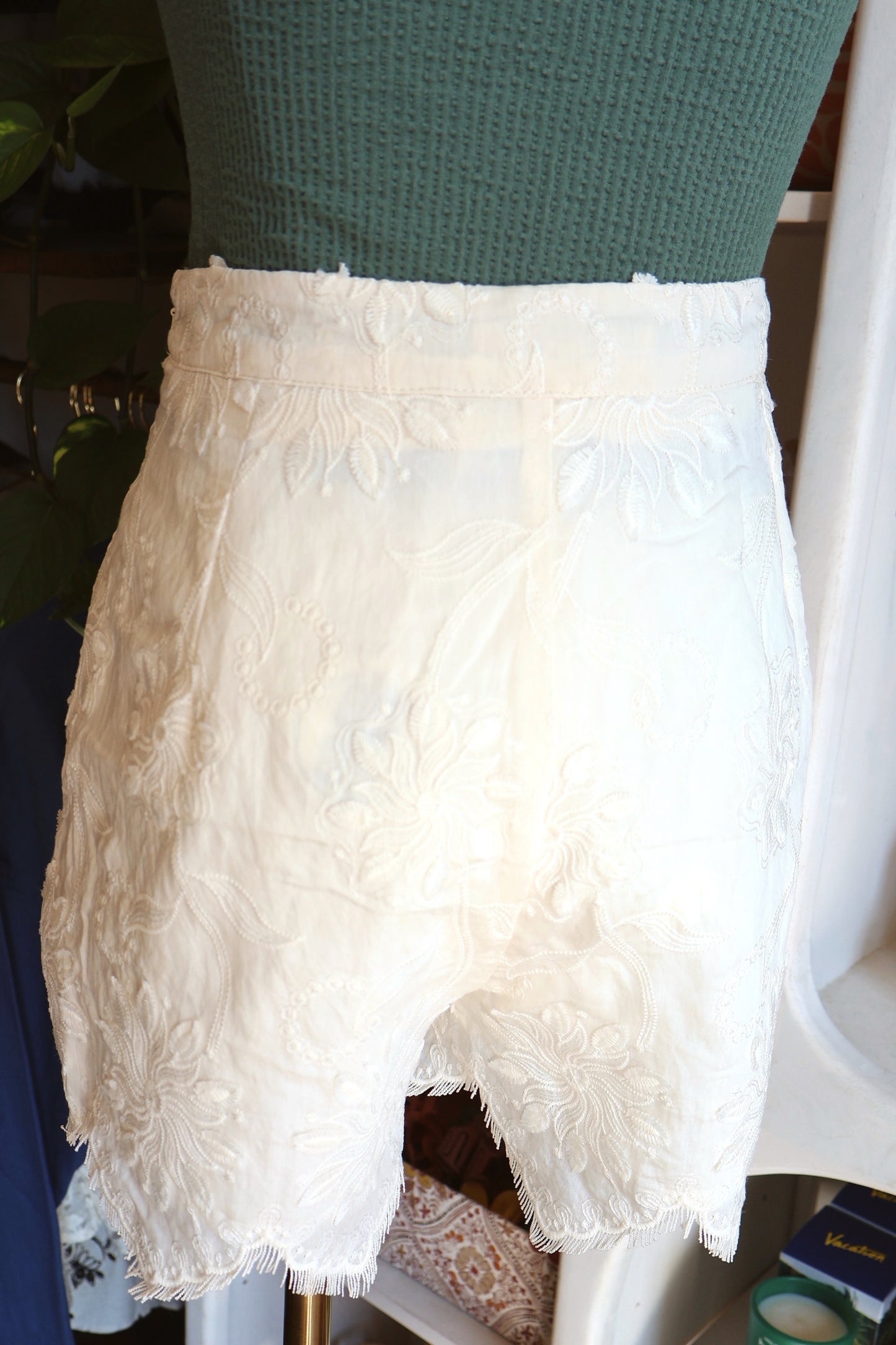 Cream Eyelet Shorts