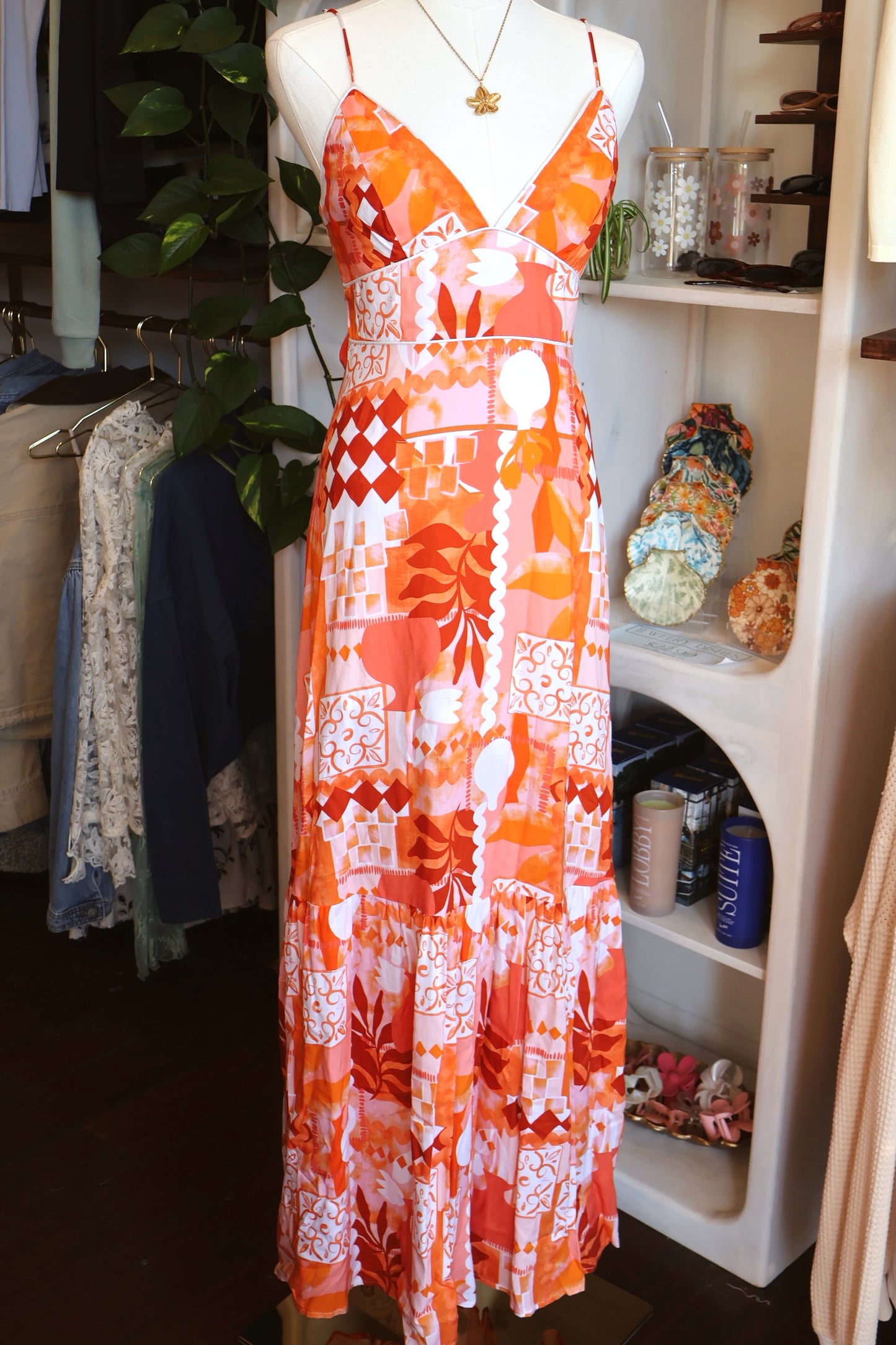 Orange Tropical Maxi Dress