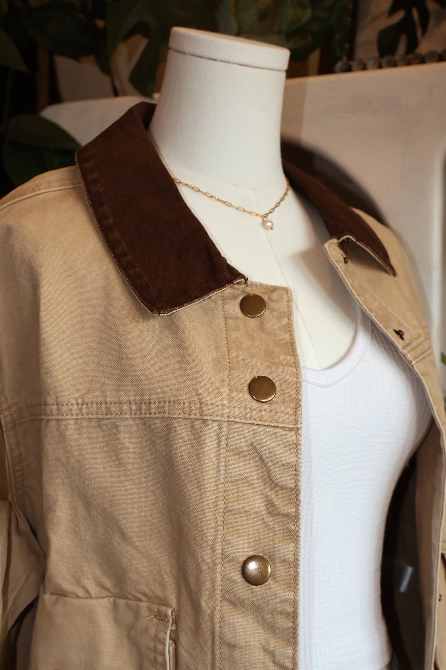Collar Contrast Utility Jacket