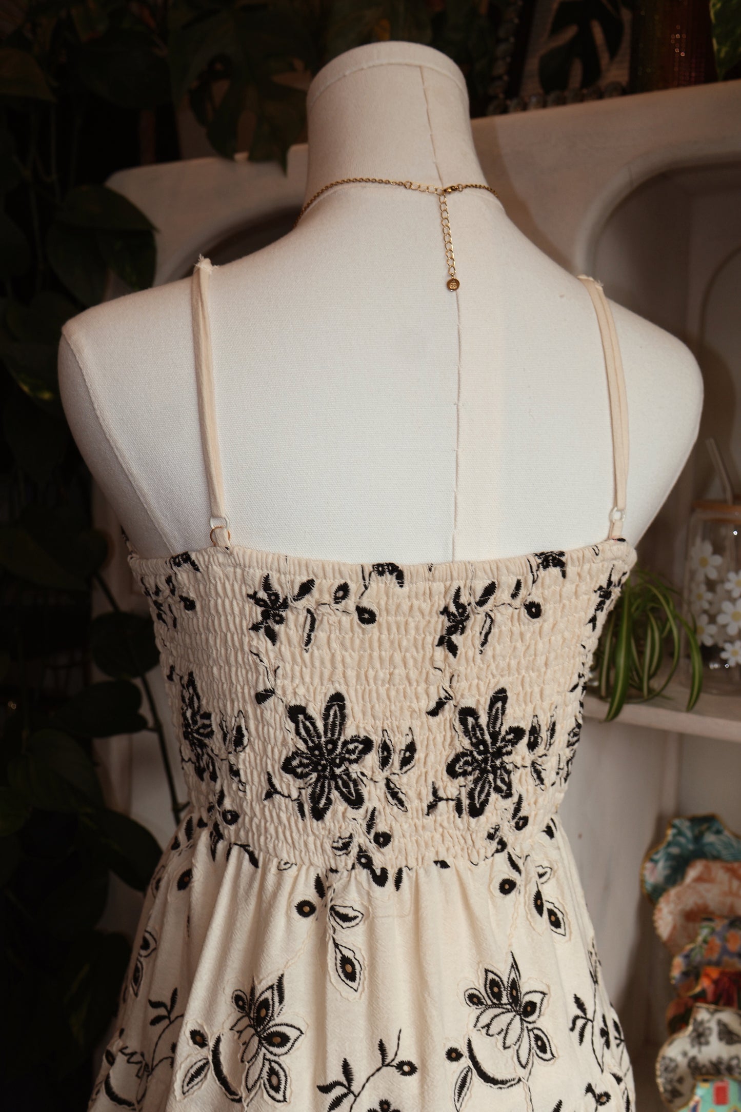 Embroidery Cut Out Mini Dress