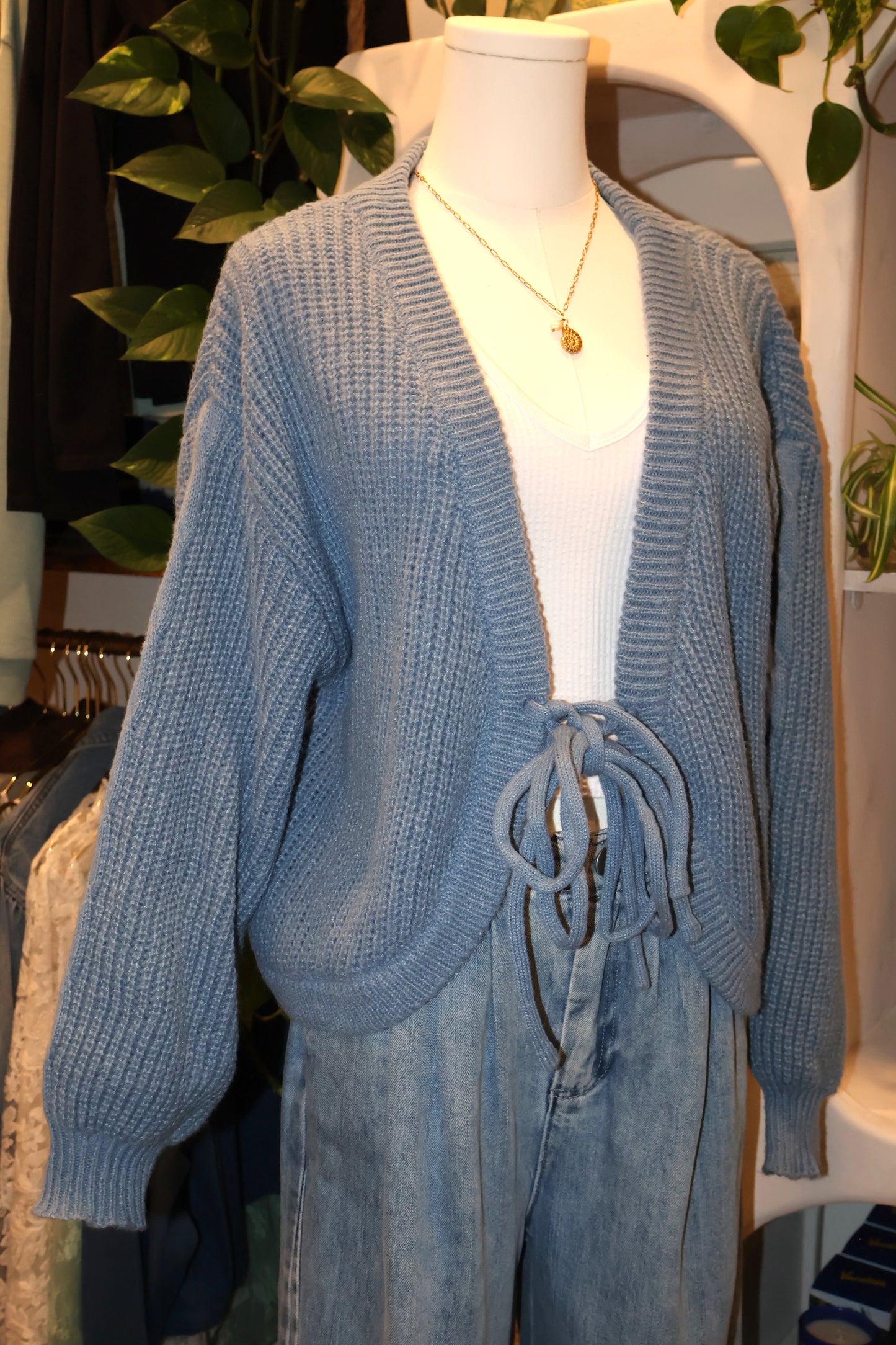 Front Tie Knit Cardigan