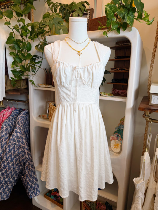 Textured White Tie Dress