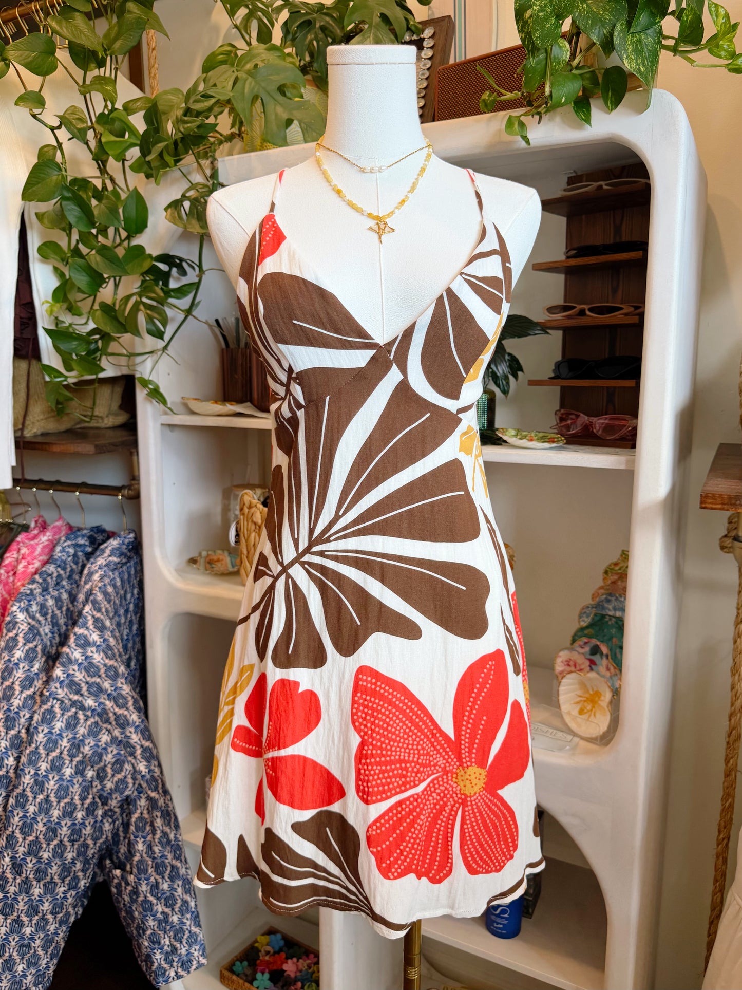 Red Floral Retro Mini Dress