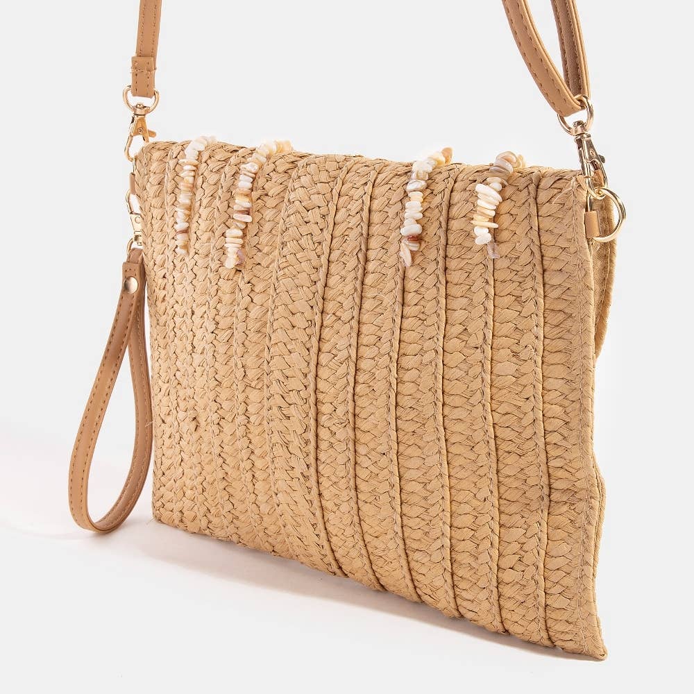Shell Beaded Envelope Clutch Bag