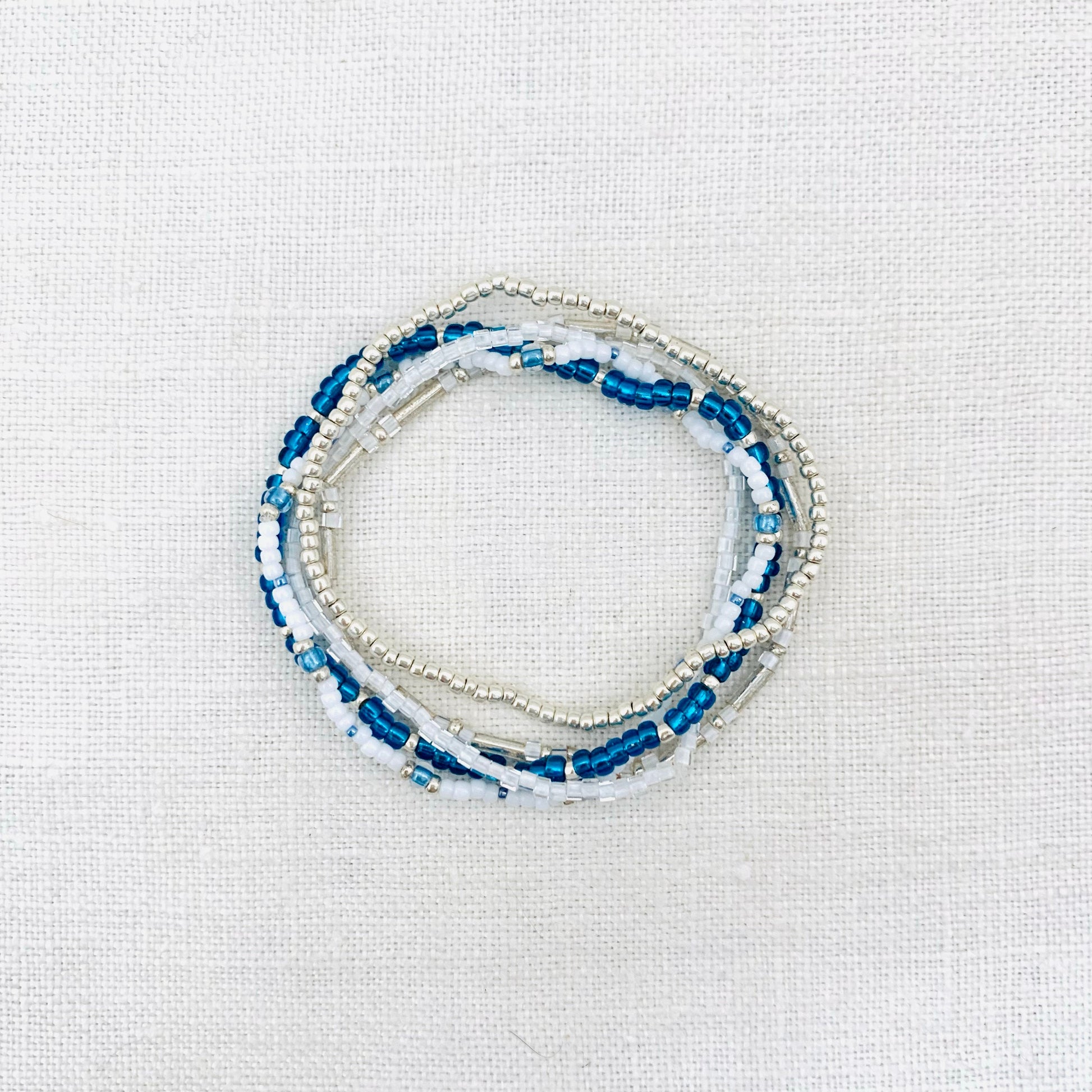Santorini Bracelet with white and blue glass beads – Shop