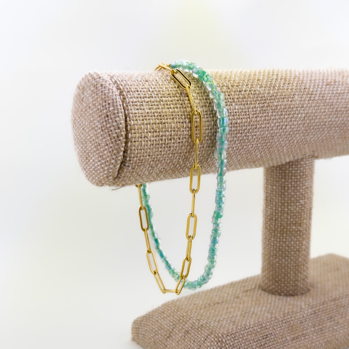 Aqua Double Strand Anklet