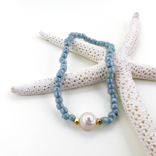 Blue & Pearl Bracelet