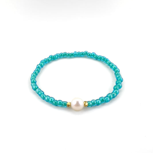 Aqua & Pearl Bracelet