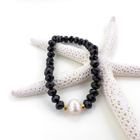 Jet Black & Pearl Bracelet